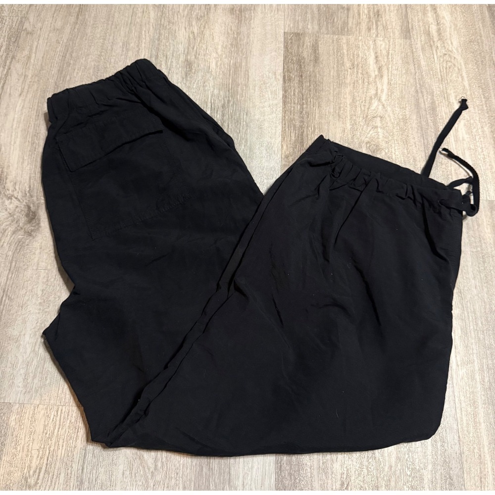 Aeropostale Black Parachute Cargo Pants XS Wide Leg Baggy Drawstring 9564 - Picture 5 of 5